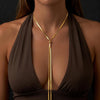 Long Gold Lariat Y Necklace for Women with 14K Gold Plated Flexible Snake Chain Slip Tie Bolo Necklace Long Drop Chest Chain for Deep V - view 5
