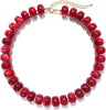 Colorful Chunky Beaded Necklace for Women with Acrylic Bead Choker Statement Necklace Cute Trendy Necklaces Jewelry Gifts - Cherry Red