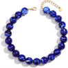 Chunky Beaded Necklace for Women Boho Collar Statement Necklace Large Round Resin Beads Choker Necklaces Jewelry Gifts - Dark Blue