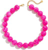 Chunky Beaded Necklace for Women Boho Collar Statement Necklace Large Round Resin Beads Choker Necklaces Jewelry Gifts - Rose Red