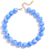 Chunky Beaded Necklace for Women Boho Collar Statement Necklace Large Round Resin Beads Choker Necklaces Jewelry Gifts - Clear Blue