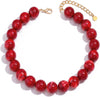 Chunky Beaded Necklace for Women Boho Collar Statement Necklace Large Round Resin Beads Choker Necklaces Jewelry Gifts - Red