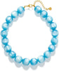 Chunky Beaded Necklace for Women Boho Collar Statement Necklace Large Round Resin Beads Choker Necklaces Jewelry Gifts - Light Blue