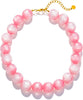 Chunky Beaded Necklace for Women Boho Collar Statement Necklace Large Round Resin Beads Choker Necklaces Jewelry Gifts - Light Pink