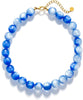 Chunky Beaded Necklace for Women Boho Collar Statement Necklace Large Round Resin Beads Choker Necklaces Jewelry Gifts - Royla Blue