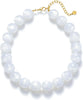 Chunky Beaded Necklace for Women Boho Collar Statement Necklace Large Round Resin Beads Choker Necklaces Jewelry Gifts - Milky White