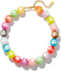 Chunky Beaded Necklace for Women Boho Collar Statement Necklace Large Round Resin Beads Choker Necklaces Jewelry Gifts - Colorful