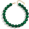 Chunky Beaded Necklace for Women Boho Collar Statement Necklace Large Round Resin Beads Choker Necklaces Jewelry Gifts - Dark Green