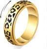 Black Leopard Print Fidget Ring - Spinner Rings for Women - Gold 9