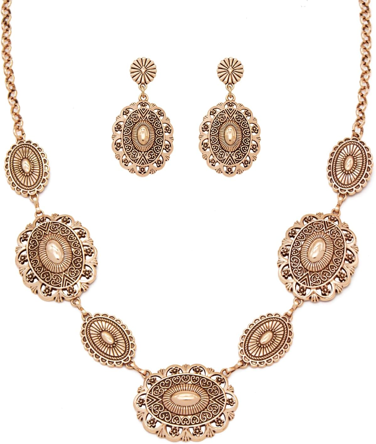 Western Jewelry Set for Women Cowgirl Western Necklace with Earrings - main view