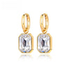Stainless Steel Geometric Square Hoop Earrings Sparkling Cubic Zirconia Crystal Earrings Jewelry For Women - Image 1