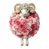 Lovely Flower Sheep Brooches For Women Unisex 7-color Rhinestone Year Of The Sheep Animal Party Office Brooch Pin Gift - Image 4