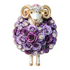 Lovely Flower Sheep Brooches For Women Unisex 7-color Rhinestone Year Of The Sheep Animal Party Office Brooch Pin Gift - Image 5