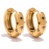 Classic Inlaid Zircon Hoop Earrings for Women, Stainless Steel Plated with Gold, Earrings - Image 1