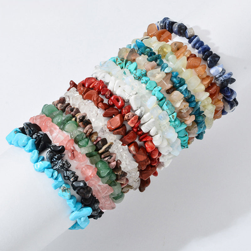 Women Bracelets Bangles Natural Gem Stone Bracelet Irregular Stretch Chip Beads Nuggets Bracelets Bangles Crystal Wristband - Image 1