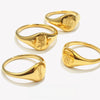 Stainless Steel Gold Plated Engraving Wildflower Tea Leaf Lavender Sunflower Signet Rings For Women - Image 1