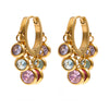 Stainless Steel Colorful Cubic Zirconia Hoop Earrings for Women Metal Texture Geometric Earrings Gift - Image 1