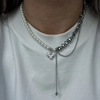 Imitation Pearl Choker Necklace with a Heart Pendant and Tassel Details