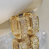 Gold Tone Square Hoop Earrings with Zircon Detail