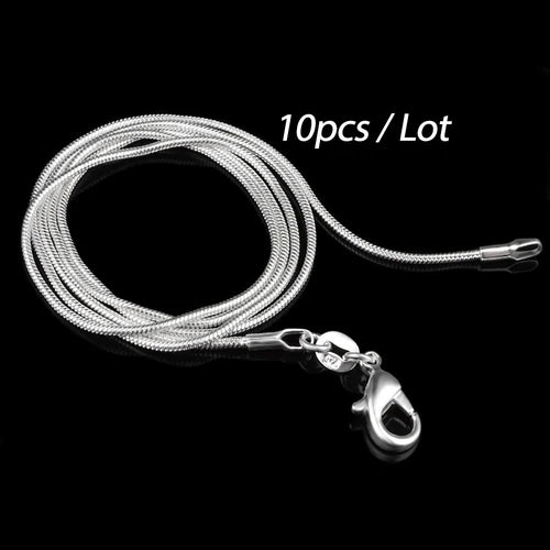 1 mm Snake Chain Necklaces in a 10 Piece Pack with 16 to 30 Inch Length Options