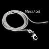 1 mm Snake Chain Necklaces in a 10 Piece Pack with 16 to 30 Inch Length Options