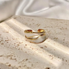 Adjustable Open Ring with White Enamel and an Irregular Geometric Shape