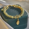 Double Layer Bracelet with Heart and Leaf Details