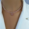 Heart Pendant Necklace with a Transparent Crystal Style Chain