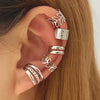 Leaf and Geometric Non Piercing Ear Cuffs in a Five Piece Set
