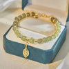 Double Layer Bracelet with Heart and Leaf Details