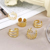 Leaf and Geometric Non Piercing Ear Cuffs in a Five Piece Set