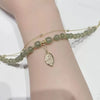 Double Layer Bracelet with Heart and Leaf Details