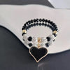 Double Layer Bracelet with Heart and Leaf Details