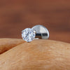 Flat Back Labret Stud with 2.5 mm to 4 mm CZ Detail in 16G