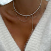 Tassel Pendant Necklace with Transparent Crystal and Imitation Pearl Details