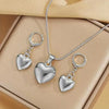 Heart Pendant Necklace and Matching Earring Set