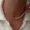 Tassel Pendant Necklace with Transparent Crystal and Imitation Pearl Details