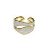 Adjustable Open Ring with White Enamel and an Irregular Geometric Shape