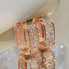 Gold Tone Square Hoop Earrings with Zircon Detail