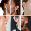 Non Piercing Ear Clips with Cross Pendants in a Pair