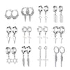 Non Piercing Ear Clips with Cross Pendants in a Pair