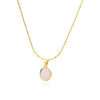 Gold Tone Oval Stone Pendant Necklace