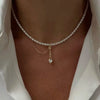 Tassel Pendant Necklace with Transparent Crystal and Imitation Pearl Details
