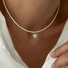Tassel Pendant Necklace with Transparent Crystal and Imitation Pearl Details