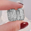 Gold Tone Square Hoop Earrings with Zircon Detail