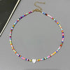 Heart Choker Necklace with Colorful Glass Beads