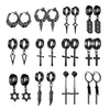 Non Piercing Ear Clips with Cross Pendants in a Pair