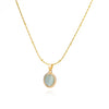 Gold Tone Oval Stone Pendant Necklace