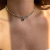 Heart Pendant Necklace with a Transparent Crystal Style Chain