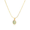 Gold Tone Oval Stone Pendant Necklace
